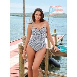 Miraclesuit one piece swimsuit size XL Skinny Dippers‎ gingham tummy control
